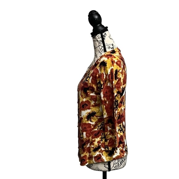 Nue Options Petite Floral Button Up Top PM 3/4 Sleeve Modest Boho Retro Fairy - Picture 4 of 10